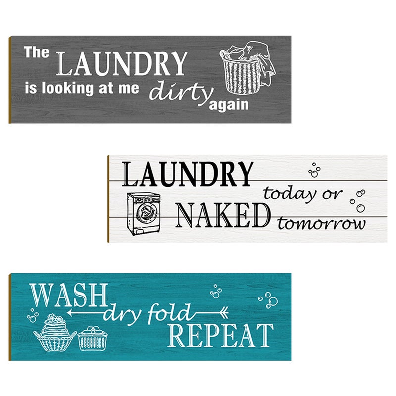 6 pcs Decorative Laundry Hanging Sign Wall Hanging Board Laundry Board Decor - Image 1