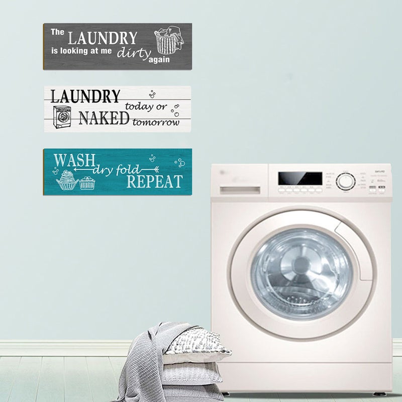 6 pcs Decorative Laundry Hanging Sign Wall Hanging Board Laundry Board Decor - Image 4