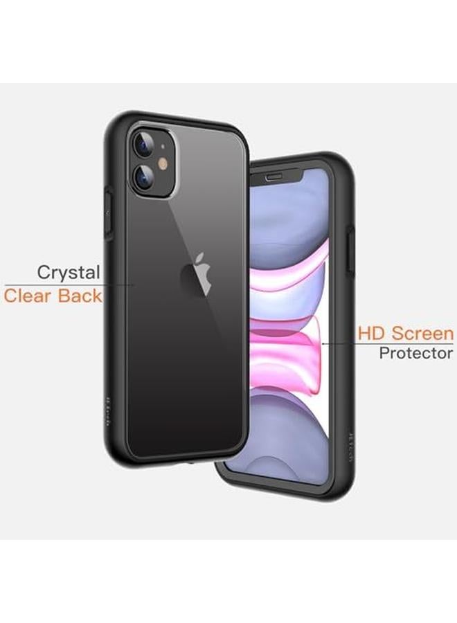 جي تيك جراب لهاتف iPhone 11 مقاس 6.1 بوصة مع واقي شاشة مدمج مضاد للخدش 360 درجة غطاء كامل للجسم متين بظهر شفاف أسود - Image 5