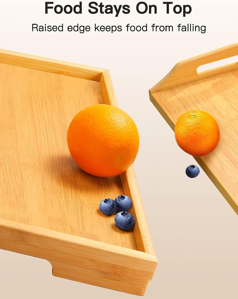 Pipishell Bamboo Bed Breakfast Tray with Foldable Legs, Handles, Ideal for Kids, Couples, Sofa, Eating, Working, Used As Laptop Desk Snack Table - 2 Pack - Image 5