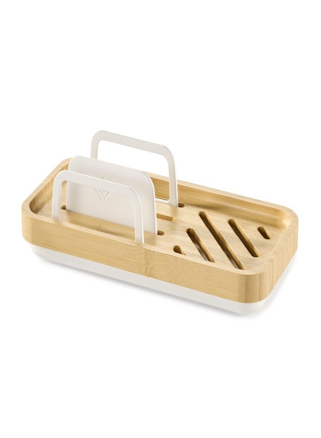 Polder Harmony Sink Caddy, Brush and Sponge Holder for Kitchen Sink, Sturdy Rack with Drain Openings, Kitchen Essentials, 8.75" x 4" x 2.5", White - Image 1