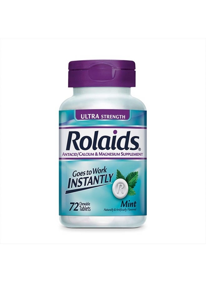 Rolaids Ultra Strength Antacid Chewable Tablets, Mint, 72-Count  - Image 1