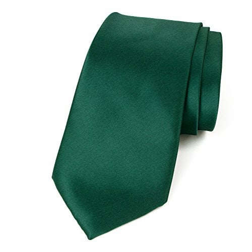 Spring Notion Men's Solid Color Satin Microfiber Tie, Regular Emerald Green - Image 1