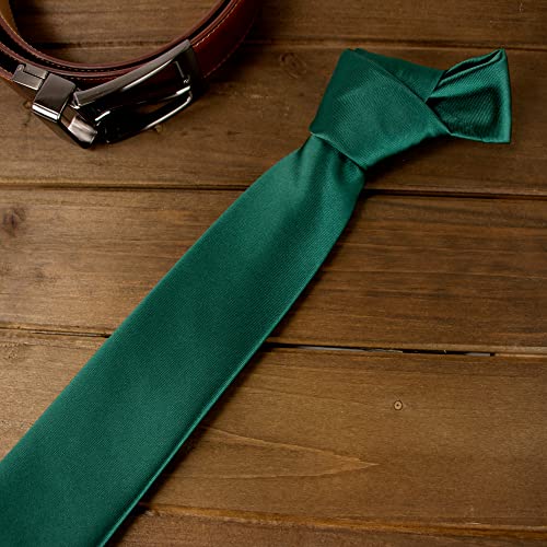Spring Notion Men's Solid Color Satin Microfiber Tie, Regular Emerald Green - Image 3