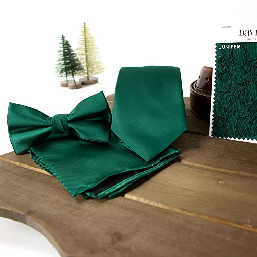 Spring Notion Men's Solid Color Satin Microfiber Tie, Regular Emerald Green - Image 4