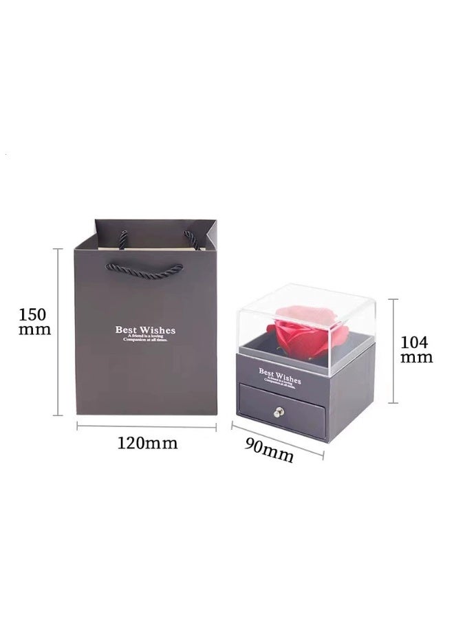 مجموعة هدايا الوردة الأبدية والقلادة للزوجة | علبة مجوهرات مع زهرة محفوظة، هدايا عيد الميلاد والذكرى السنوية للنساء - Image 3