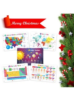 Simply magic Simply Magic Discovery Set of 5 Educational Placemats for Kids - Kids Placemats Non Slip for Dining Table, Wipeable Reusable Plastic Placemats for Kids: USA, World Map, Periodic Table, Solar System  - Image 2