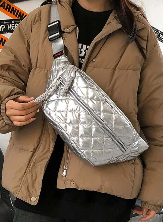 Take Two  Take Two Metallic Texture Zip Closure Crossbody Bag for Women | Best Price UAE