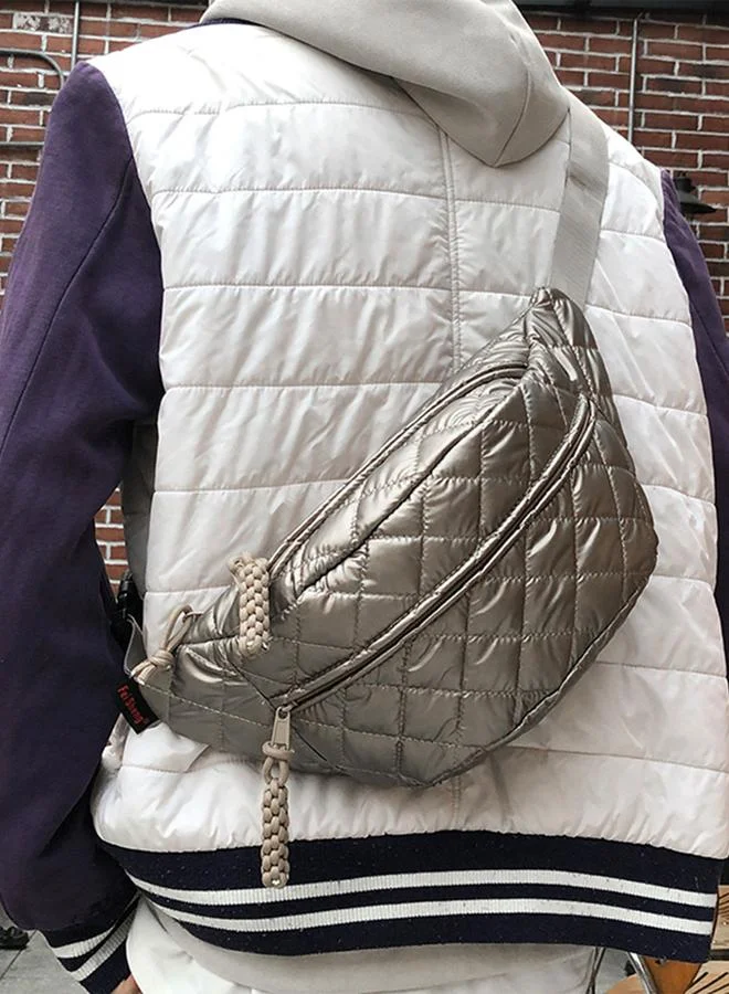 Take Two Take Two Metallic Texture Zip Closure Crossbody Bag