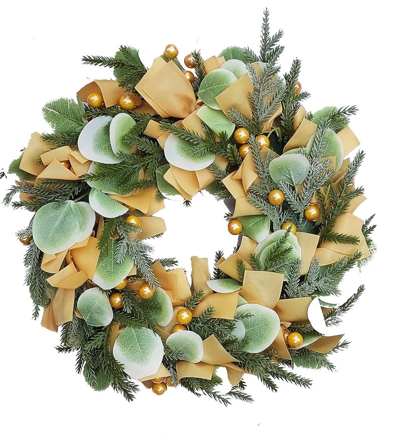 Forty Wings Forty Wings Designer Heavy Pine Berry Leaf Christmas Xmas Wreath Holiday Door Decorations Xmas Wall Wreath Christmas Welcome Wreath Christmas Decor  - Image 1