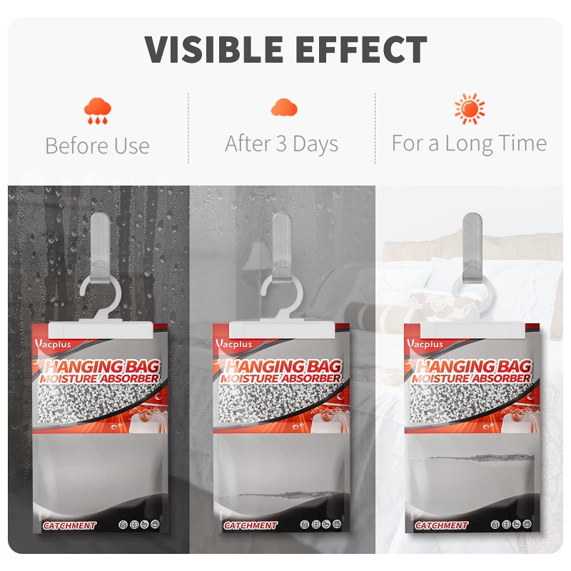 Vacplus Moisture Absorbers, Hanging Closet Dehumidifier Bags, Humidity Packs, Desiccant, Closet Dehumidifiers with Activated Charcoal, 10 Pack, 9.8 OZ - Image 5