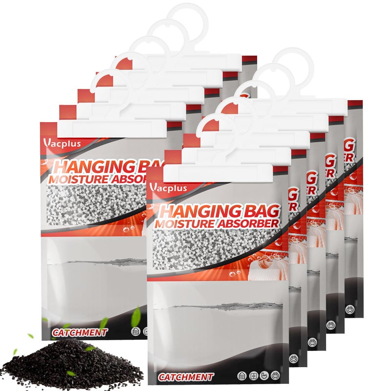 Vacplus Moisture Absorbers, Hanging Closet Dehumidifier Bags, Humidity Packs, Desiccant, Closet Dehumidifiers with Activated Charcoal, 10 Pack, 9.8 OZ - Image 1