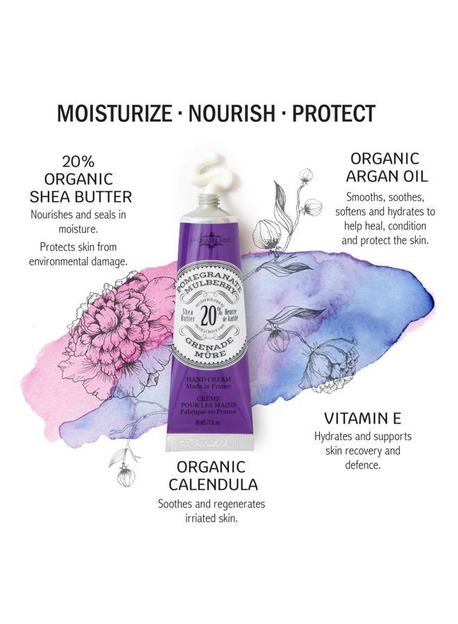 La Chatelaine 20% Shea Butter Hand Cream Travel Size, Organic Argan Oil, Moisturizing, Nourishing, Repairing, Extra-Rich Hand Lotion, Made in France, Paraben Free, 1 oz / 30ml (Pomegranate Mulberry) - Image 2