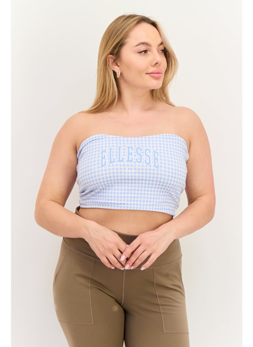 Ellesse - Women Straight Across Strapless Brand Logo Tube Top, Light Blue - Image 1