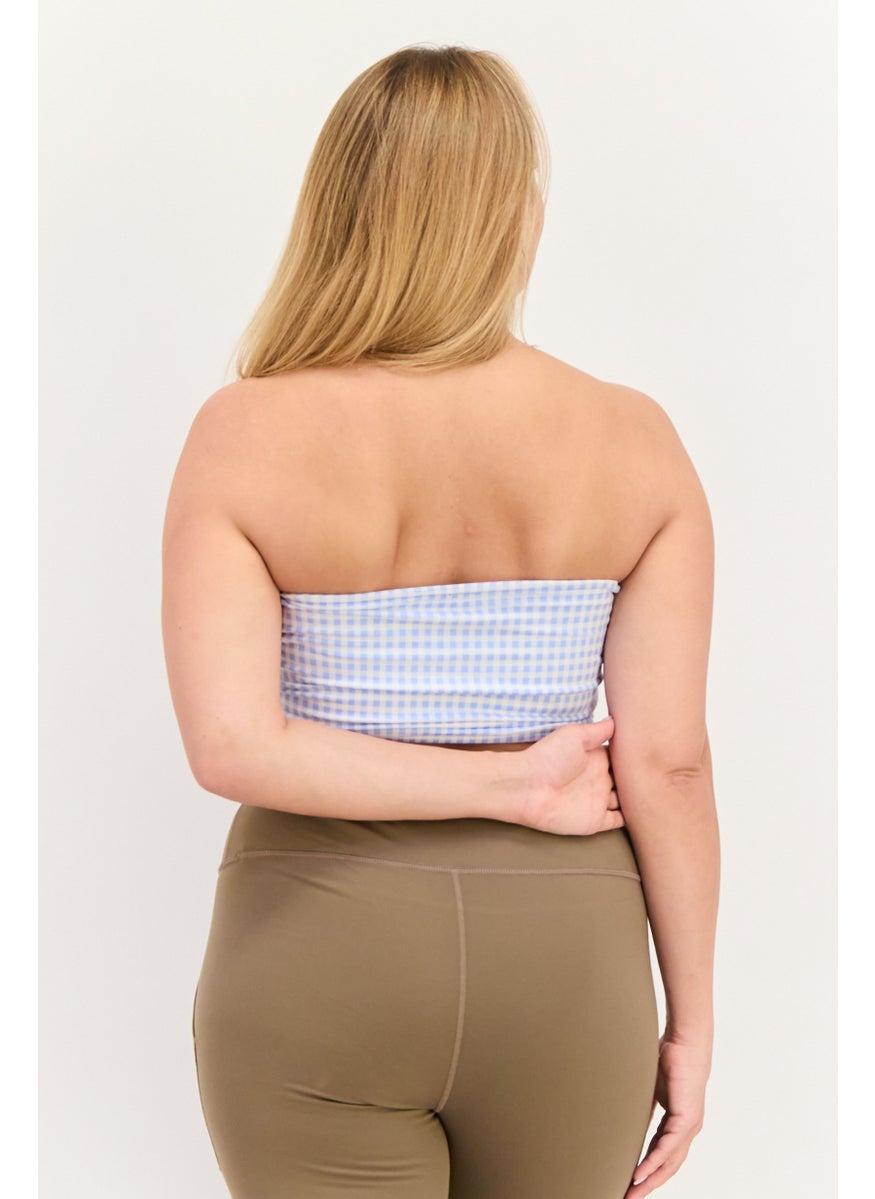 Ellesse - Women Straight Across Strapless Brand Logo Tube Top, Light Blue - Image 1