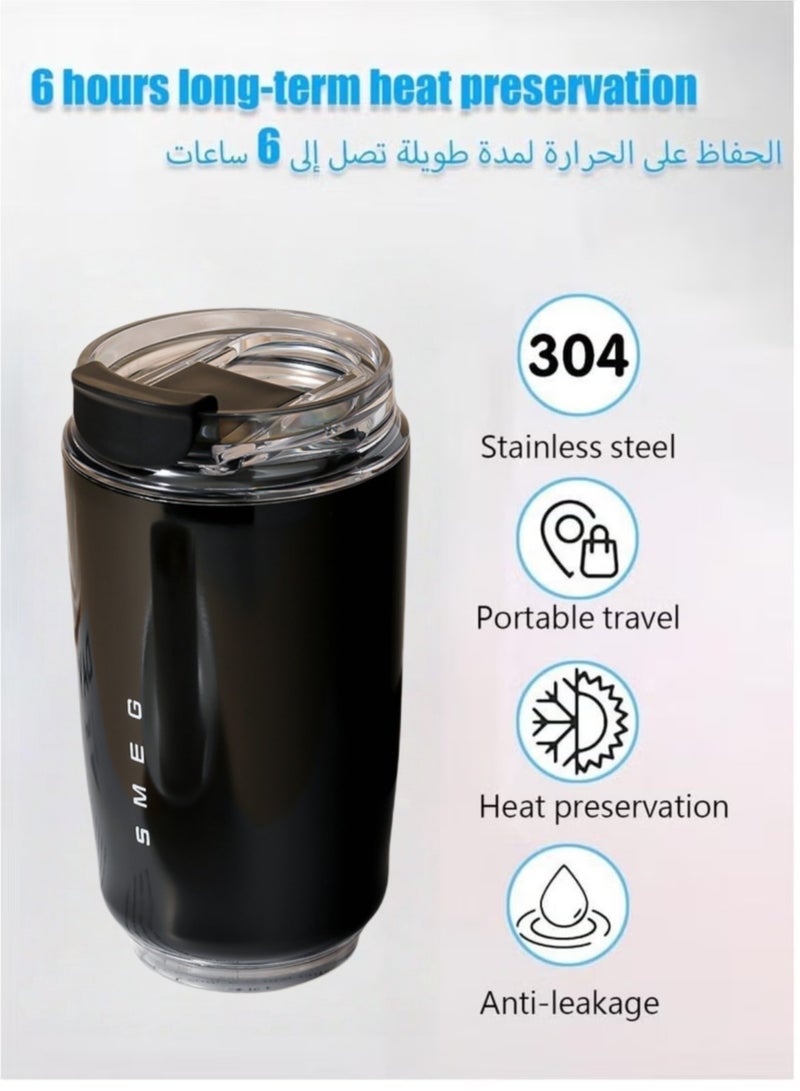 320ML Coffee Mug,Insulated Beverage Cup With Leakproof Lid, Travel Portable Car Drinking Cup，Stainless Steel Vacuum Leak proof ,Black - Image 3