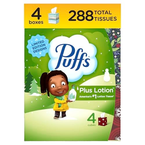 Puffs Plus Lotion Facial Tissue 4 Mega Cube Boxes 72 Tissues Per Box