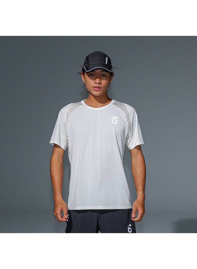 Macondo Night Running Short Sleeve T-shirt Marathon Sports Running Moisture-wicking Quick-dry Short Tee Uni Champagne White Men’s M - Image 1
