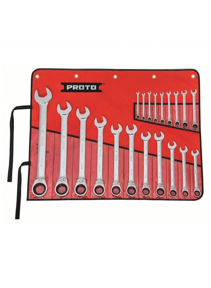 Proto® - JSCVT-20S 20 Piece Full Polish Combination Reversible Ratcheting Wrench Set 12 Point
