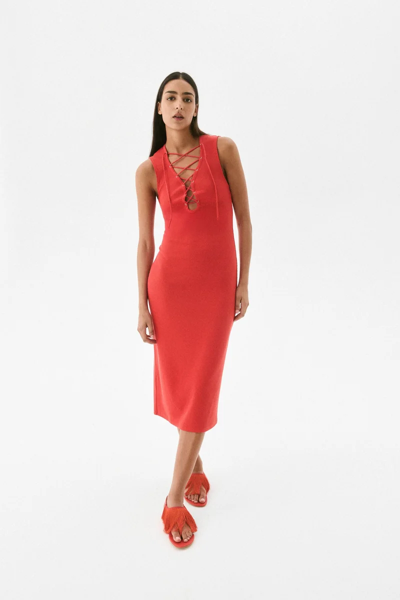 H&M Ribbed lace-up dress