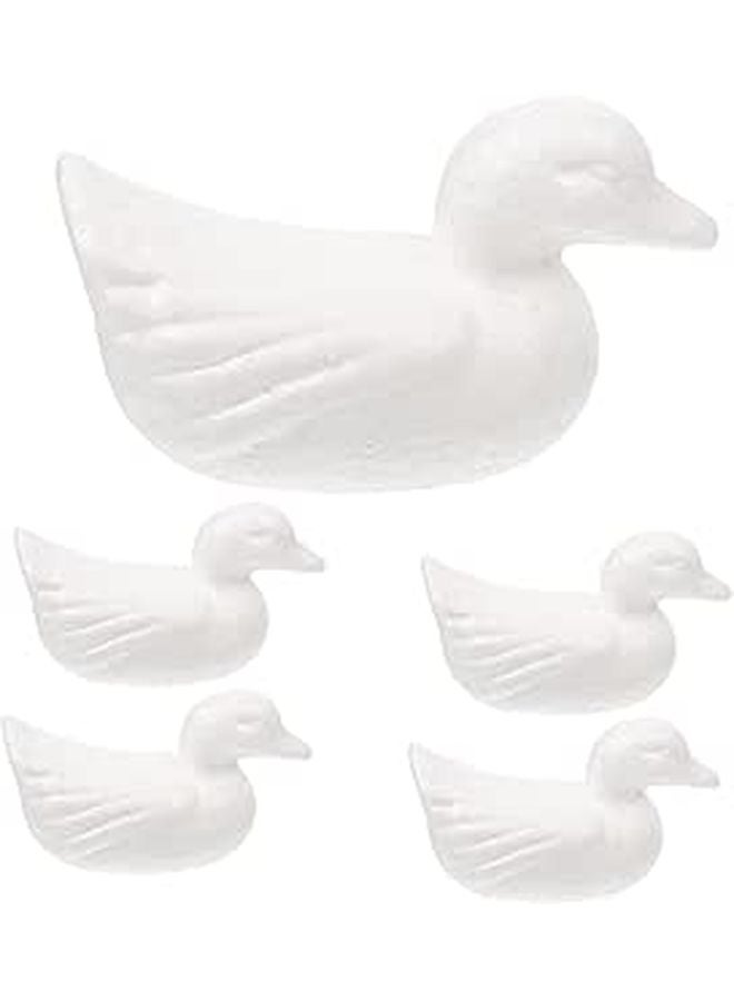 Unfinished White Foam Duck Shapes Craft Balls for Kids Party Decorations and Creative DIY Projects 5 Pack - Image 1