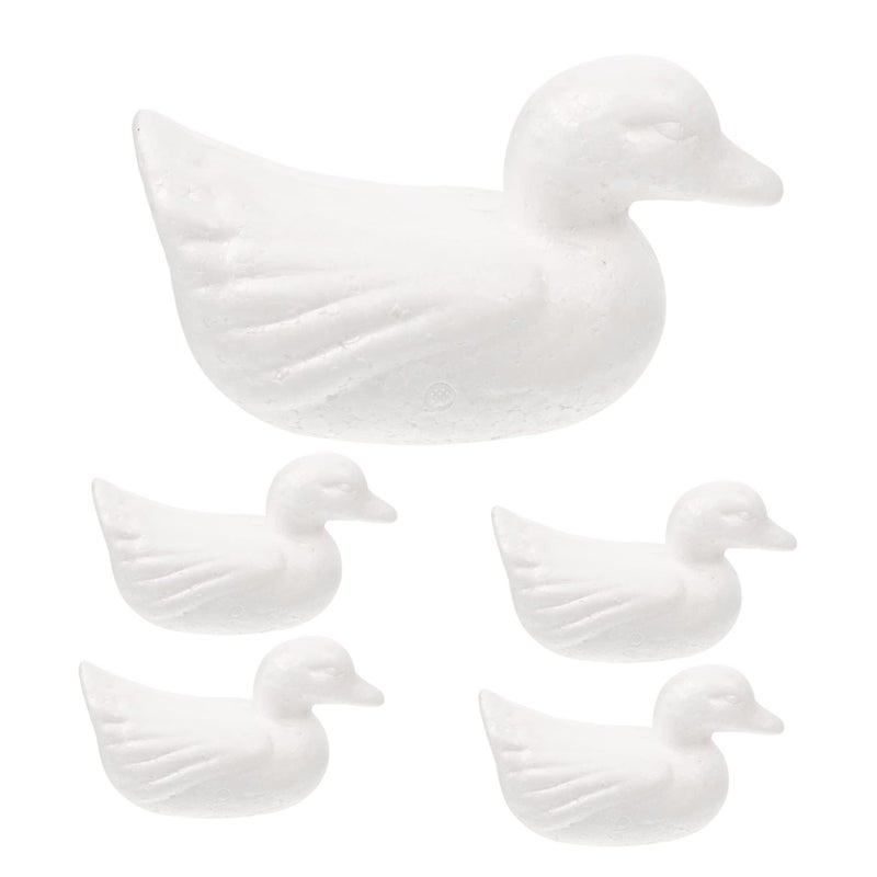 Unfinished White Foam Duck Shapes Craft Balls for Kids Party Decorations and Creative DIY Projects 5 Pack - Image 2