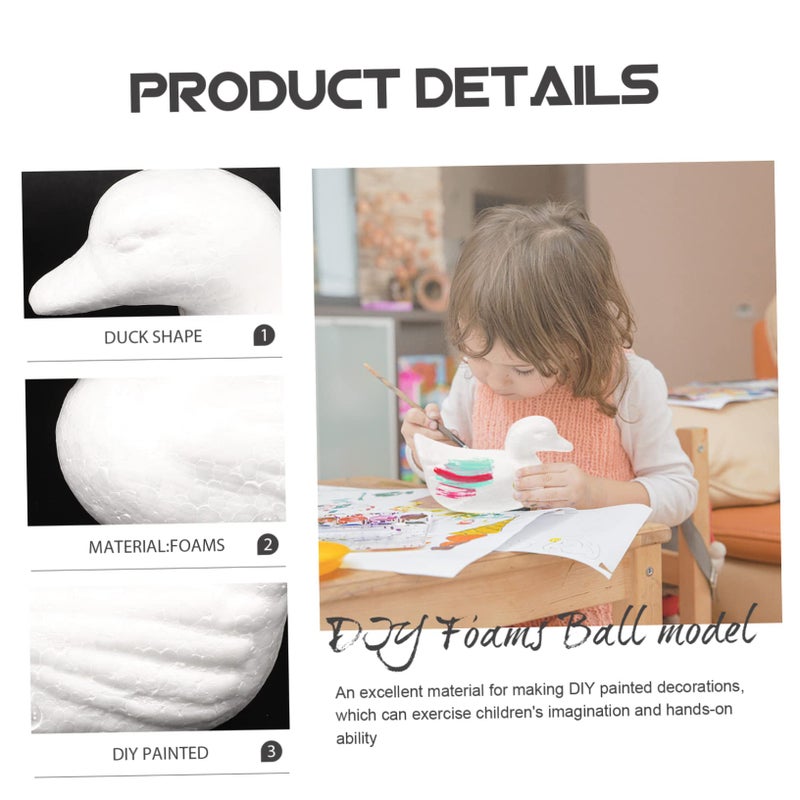 Unfinished White Foam Duck Shapes Craft Balls for Kids Party Decorations and Creative DIY Projects 5 Pack - Image 4