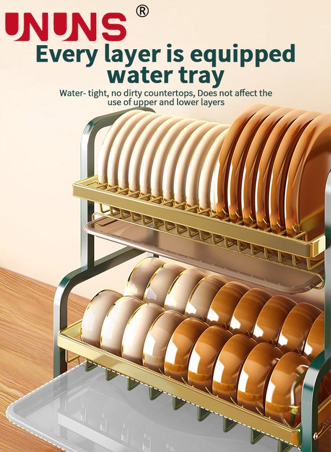 UNUNS Dish Drying Rack,3-Tier Side Sink Dish Drying Rack For Kitchen Counter,Space Saving Multipurpose Dish Rack With Utensil Holder,Sink Caddy,Cutting Board,Cutlery Basket,Knife Rack - Image 3