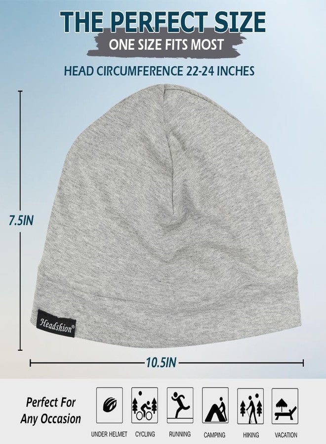 Headshion Cotton Skull Caps for Men Women,4-Pack Lightweight Beanie Sleep Caps Chemo Headwear 4 Grey - Image 3