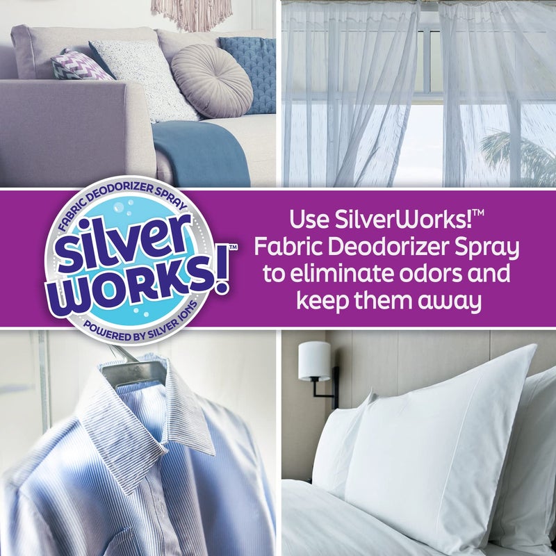 SilverWorks! Fabric Spray Odor Eliminator For Home - Powerful, Natural Silver Ion Deodorizing Technology - Clothes, Furniture And Couch Deodorizer Odor Eliminator And Refresher Spray -16.9oz - Image 2
