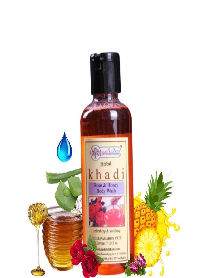 KHADI RISHIKESH Herbal Rose Honey Nourishing Body Wash For Softer, Smoother Skin With Rose Geranium Oil,Aloe Vera,Honey,Essential Oil Add Natural Radiance (Pack of 3 (3X210ml)) - Image 1