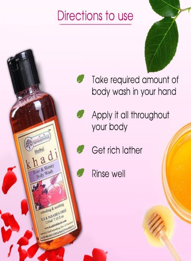 KHADI RISHIKESH Herbal Rose Honey Nourishing Body Wash For Softer, Smoother Skin With Rose Geranium Oil,Aloe Vera,Honey,Essential Oil Add Natural Radiance (Pack of 3 (3X210ml)) - Image 4
