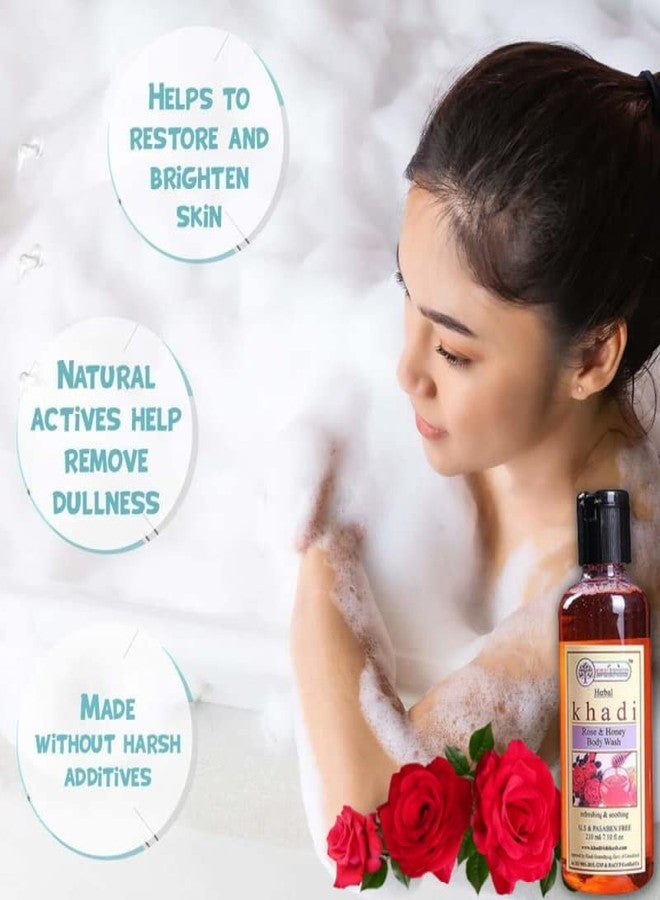 KHADI RISHIKESH Herbal Rose Honey Nourishing Body Wash For Softer, Smoother Skin With Rose Geranium Oil,Aloe Vera,Honey,Essential Oil Add Natural Radiance (Pack of 3 (3X210ml)) - Image 3