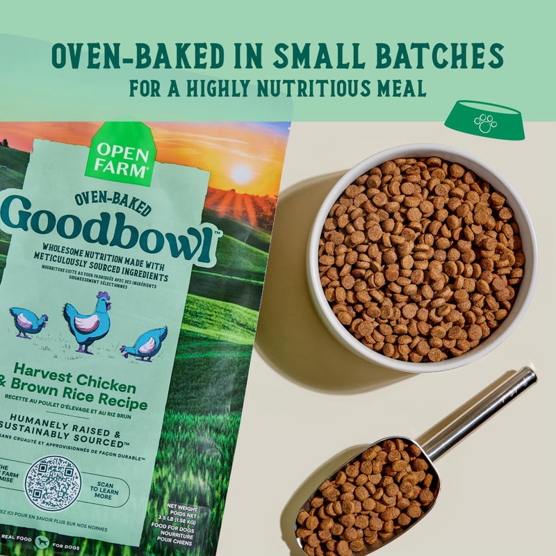 Open Farm Goodbowl, Oven-Baked Small Batch Dry Dog Food - Harvest Chicken & Brown Rice Recipe, Includes Non-GMO Produce & Grains, 22lb Bag (352oz Bag) - Image 2