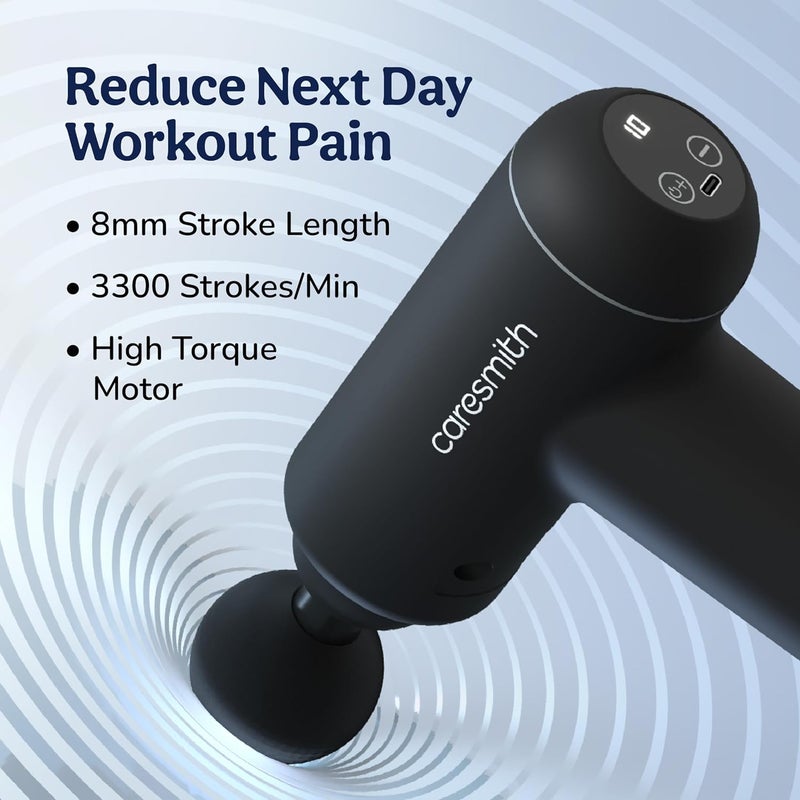 CARESMITH مسدس تدليك Charge Boost Max مع شاشة تعمل باللمس | آلة تدليك لتخفيف آلام الجسم | جهاز تدليك بـ 10 سرعات، أسود - Image 2