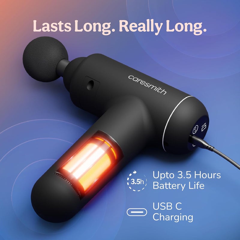 CARESMITH مسدس تدليك Charge Boost Max مع شاشة تعمل باللمس | آلة تدليك لتخفيف آلام الجسم | جهاز تدليك بـ 10 سرعات، أسود - Image 5