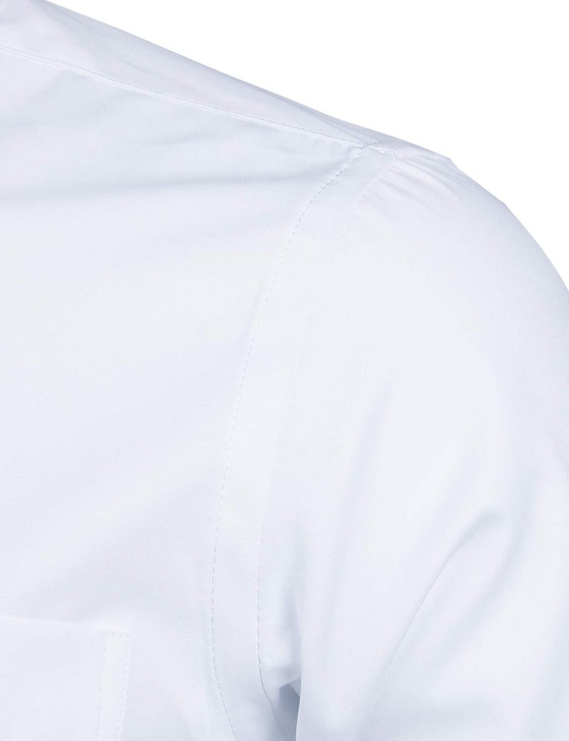 ZEROYAA Men's Long Sleeve Dress Shirt Solid Slim Fit Casual Business Formal Button Up Shirts with Pocket ZSSCL01 White Small - Image 5