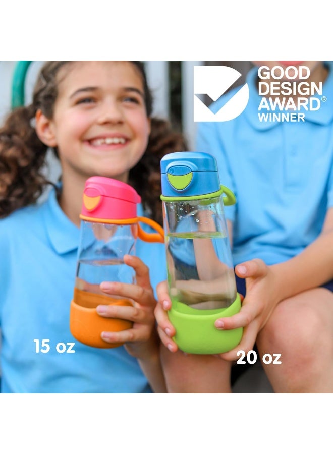 b.box 15 oz Sport Spout Kids Water Bottle for School, Sports, Travel, Daycare. Leakproof, Spill Proof, Dishwasher Safe. Easy Grip Triangle Shape, Durable Tritan Material. BPA Free. - Image 2