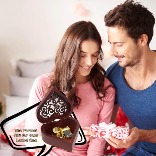 Gzdiyty You are My Sunshine Music Box, Heart Shaped Wind Up Cute Wood Engraved Vintage Musical Gifts for Lover Girlfriend Boyfriend Husband Wife Woman Valentine's Day Christmas Anniversary Birthday Wedding - Image 3