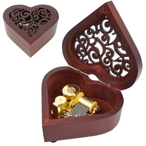 Gzdiyty You are My Sunshine Music Box, Heart Shaped Wind Up Cute Wood Engraved Vintage Musical Gifts for Lover Girlfriend Boyfriend Husband Wife Woman Valentine's Day Christmas Anniversary Birthday Wedding - Image 1