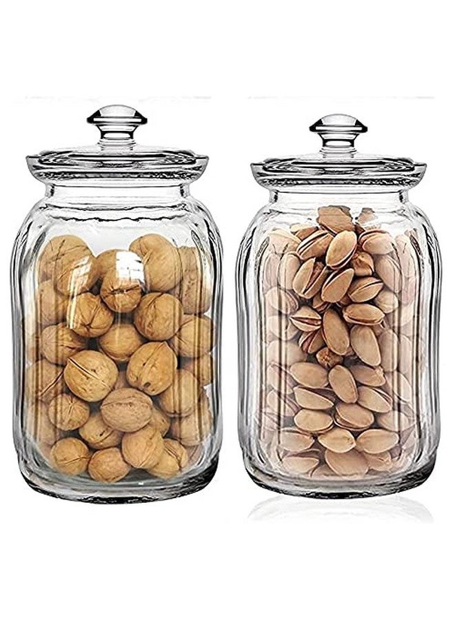 Ash & Roh® 1500 ML Glass Storage Jars - Clear Glass Jars with Airtight Lids airtight glass Kitchen Jars for Canning, Fermenting (2 PACK) - Image 1