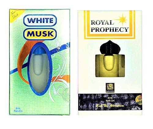 Raviour Lifestyle White Musk and Royal Prophecy Real And Natural Attar Unisex 100 Alcohol Free And Long Lasting Attar Combo Each 8ml - Image 1