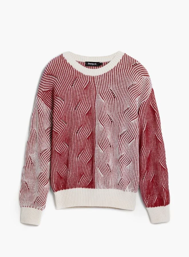 Desigual Red Two-tone knit sweater for Women | Best Price UAE