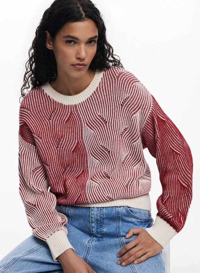 Desigual Red Two-tone knit sweater for Women | Best Price UAE