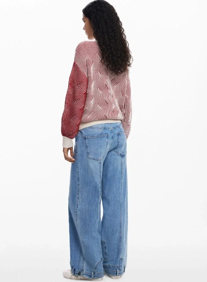 Desigual Red Two-tone knit sweater for Women | Best Price UAE