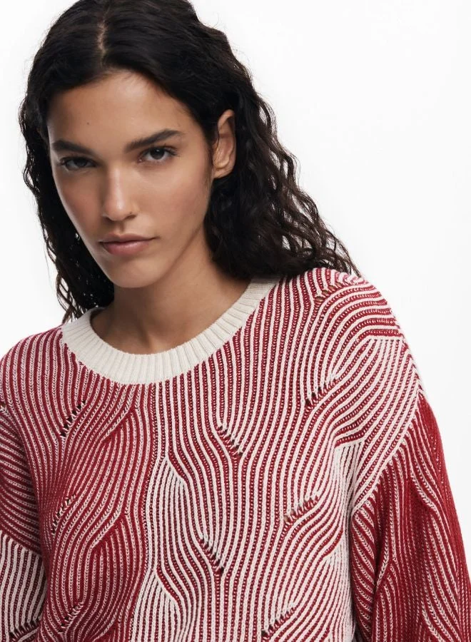 Desigual Red Two-tone knit sweater for Women | Best Price UAE