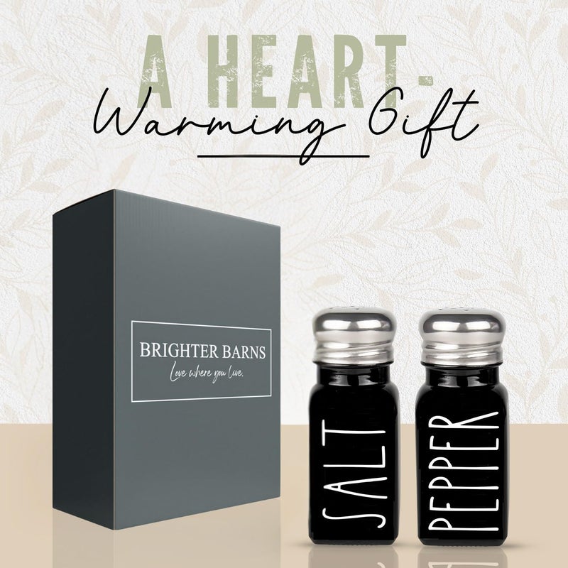 Brighter Barns Black Salt and Pepper Shakers Set by Brighter Barns - Cute Kitchen Decor - Gothic or Halloween Kitchen Decor - Glass Shaker with Stainless Steel Lid for Home, Restaurant, Gifts (Black) - Image 5