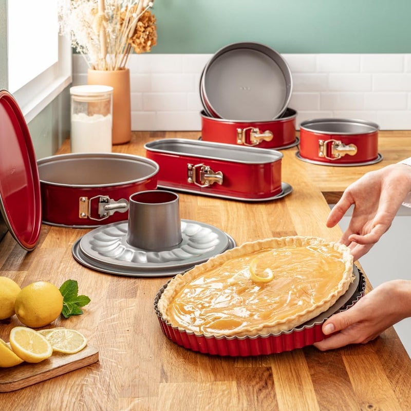 T-fal TEFAL Baking Mold | Delibake 28 cm Tart Pan | Red | Base That Converts Into Serving Plate | Perfect Release | High-Quality Carbon Steel Bakeware | Easy to Clean | 2 Years Warranty | J1641514 - Image 5