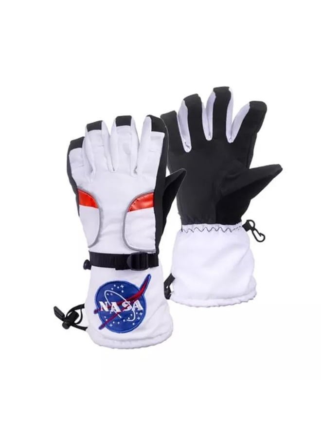 Aeromax Astronaut Gloves, size Medium, White, with NASA patches, (ASG-Med) - Image 1