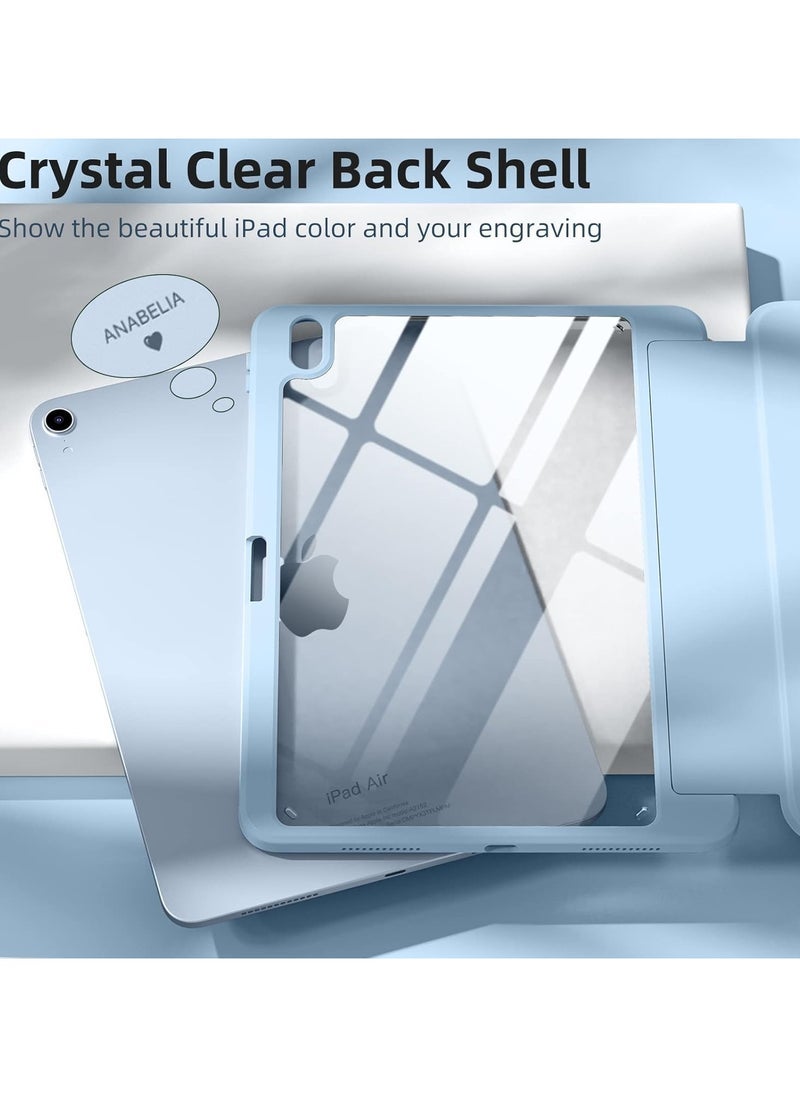 DUSALA iPad Air 11 Inch Case (M2, 2024) – Slim Protective Cover with Clear Back and Pencil Holder, Compatible with iPad Air 6th/5th/4th Gen (2024/2022/2020), 11/10.9 Inch – Sky Blue - Image 4